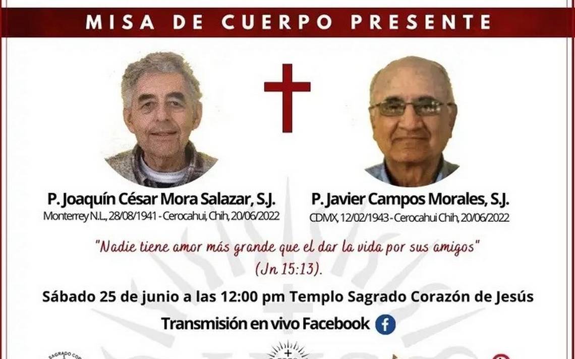 Misa de sacerdotes jesuitas asesinados en Chihuahua se transmitirá a nivel nacional